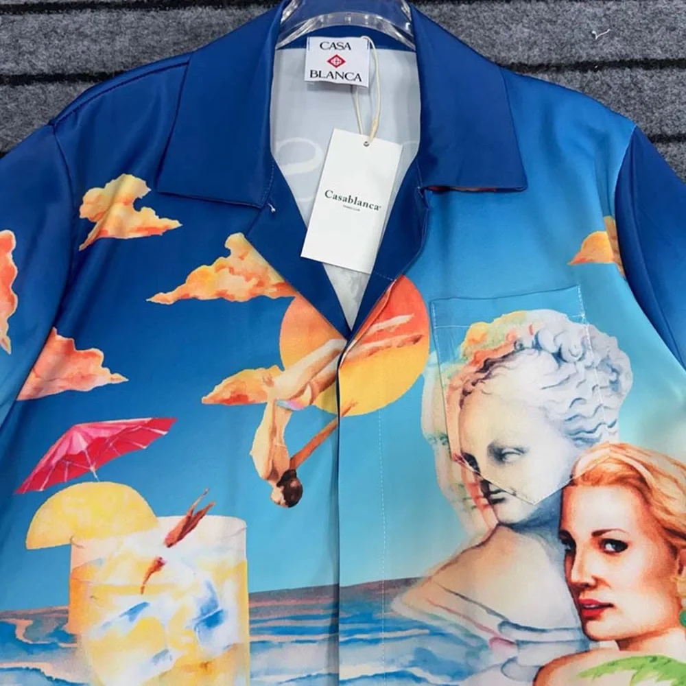 Casablanca Le Plongeon Short Sleeve Silk Shirt